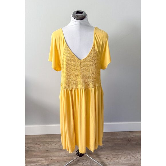 Torrid Mini Challis Smocked Skater Dress in Butter Yellow - Picture 6 of 13